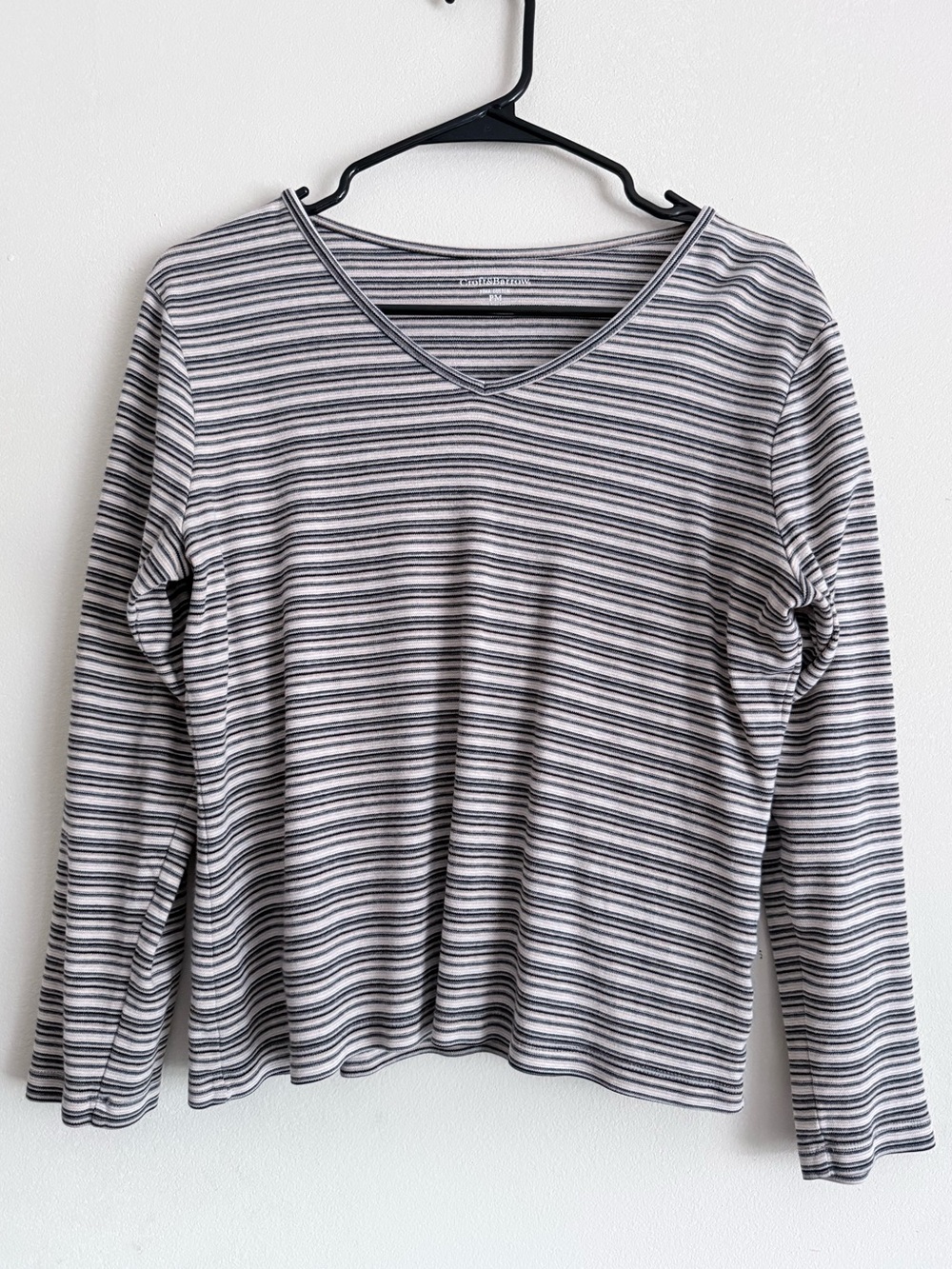 Croft & Barrow - Striped V-Neck Quarter Sleeve Top